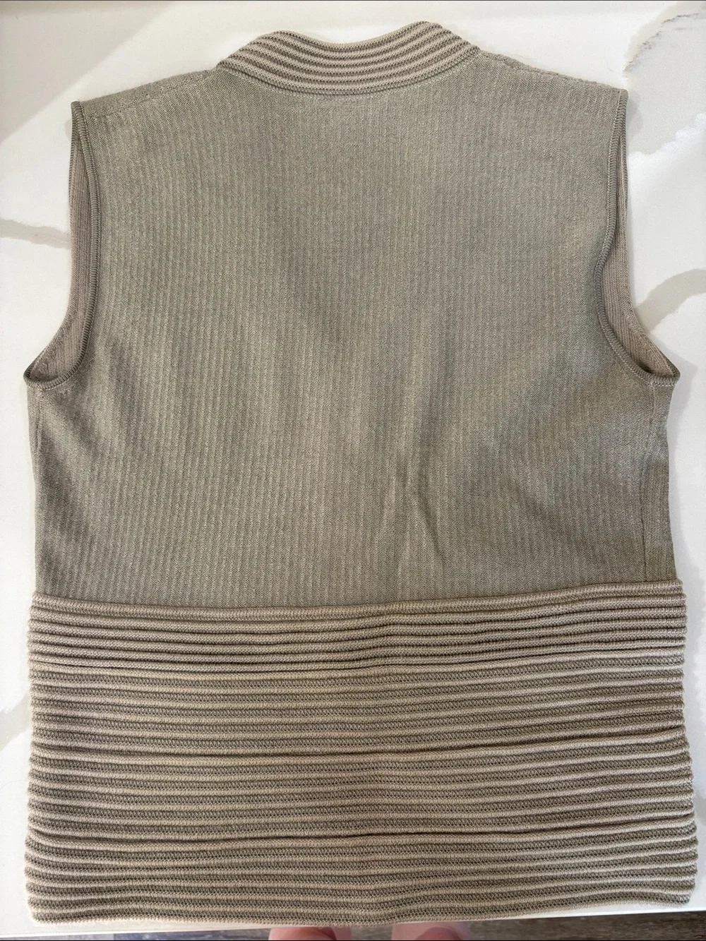 Giorgio Armani Beige Ribbed Sleeveless Knit Top - Picture 3 of 4